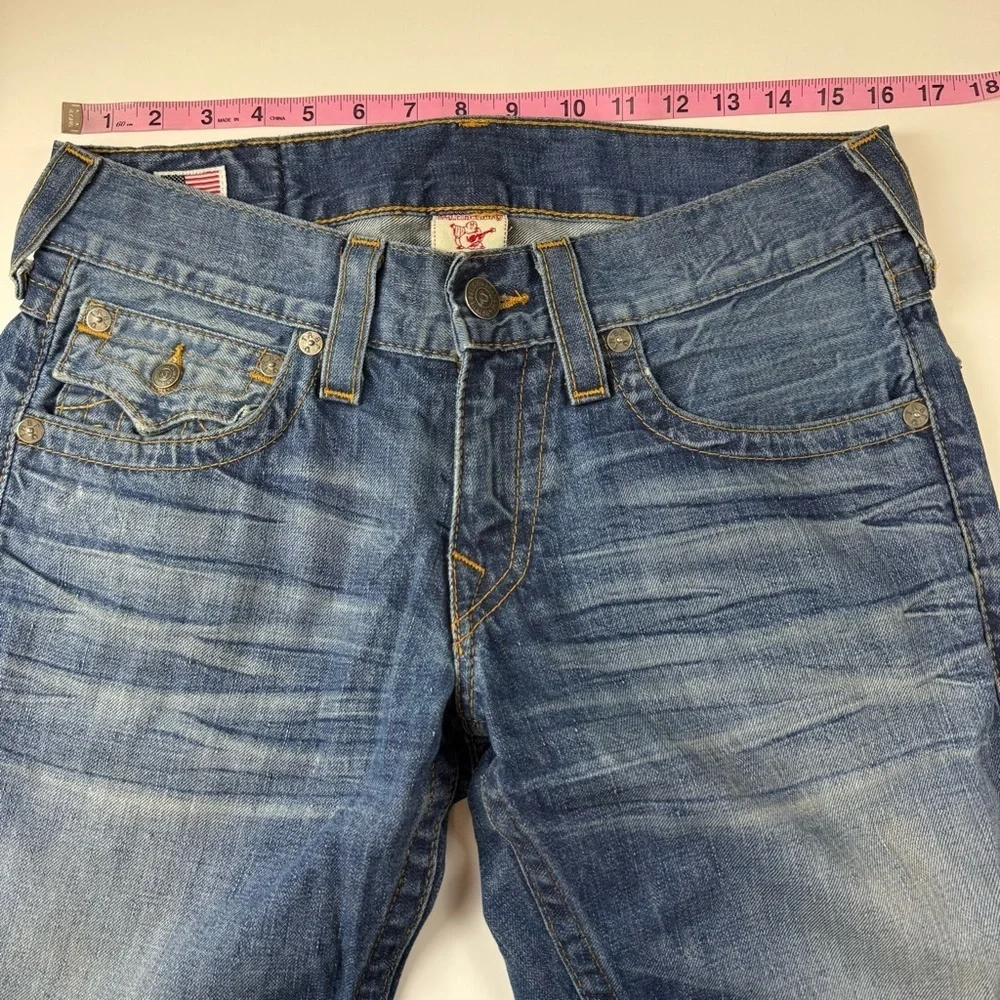 True Religion Jeans Mens 30 Blue Cotton Denim Embroidered Tag Made in USA
